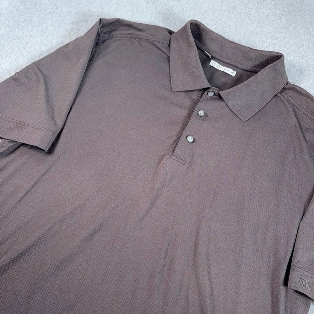 Cutter & Buck Polo Shirt Mens 2XL Brown Solid Textured Short Sleeve Golf Top